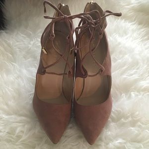 Suede tie-up Heels